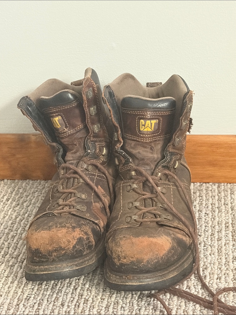 Caterpillar Brown Leather Lace-Up Work Boots